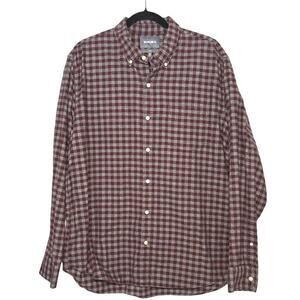 Bonobos Men’s Slim Fit Button Down Check Pattern Shirt Maroon/Gray Size XL
